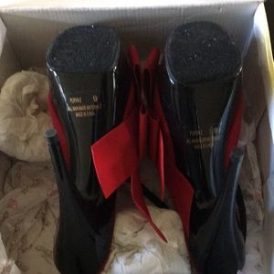 Red Suede Platform High Heels